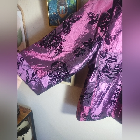 Susan Graver Jacket Crinkle Ombre Velvet Boho Artsy Art To Wear - Picture 3 of 16